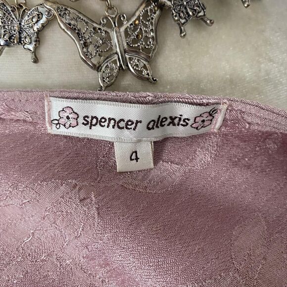 Spencer Alexis Made in USA Ethereal Pink Purple Lace Paisley Asymmetric Top 4 S - Picture 7 of 8